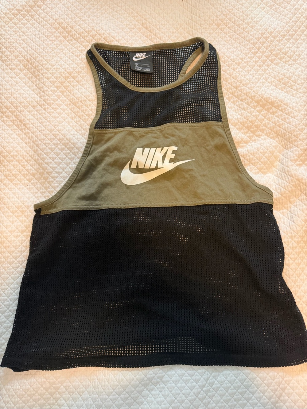 Nike Olive & Black Mesh Athletic Tank